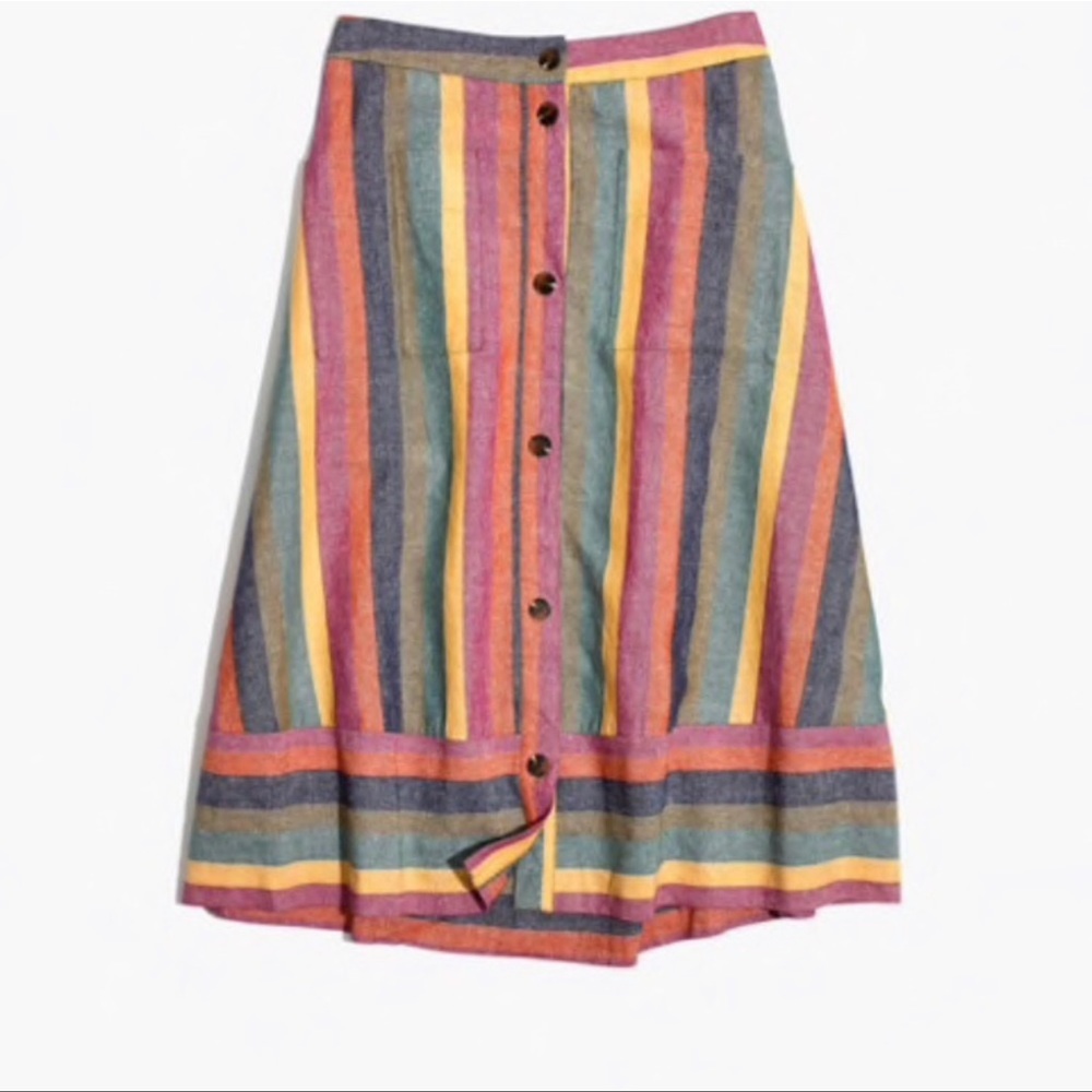Madewell | Rainbow Striped Midi Skirt | Size 2